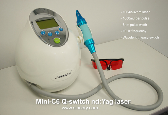 Équipement professionnel de retrait de tatouage du laser 1064nm/532nm, machine à commutation de Q de laser de ND Yag